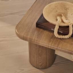 Alina - Washed Wood Square Large Wooden Coffee Table - thumbnail 4