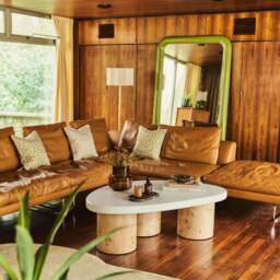 Aegean - Natural Burl Wood & Concrete Irregular Coffee Table 3 Legs - thumbnail 2