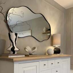 Ava - Black Pond Shaped Irregular Mirror 125cm x 65cm - thumbnail 2
