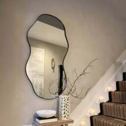 Ava - Black Pond Shaped Irregular Mirror 125cm x 65cm - thumbnail 1