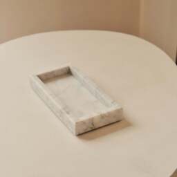 Travara - White Marble Rectangular Decorative Tray - thumbnail 4