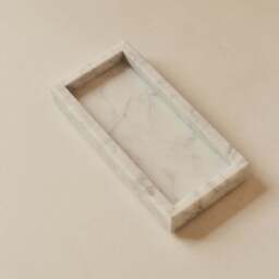 Travara - White Marble Rectangular Decorative Tray - thumbnail 3