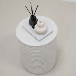 Raya - Minimal Concrete Ribbed Side Table - thumbnail 4