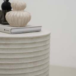 Raya - Minimal Concrete Ribbed Side Table - thumbnail 2