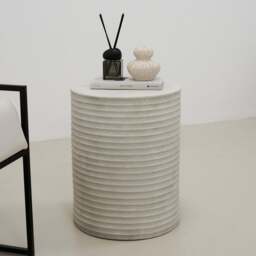 Raya - Minimal Concrete Ribbed Side Table - thumbnail 1