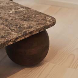 Melrose - Dark Emperador Marble Square Dark Wood Premium Coffee Table - thumbnail 5