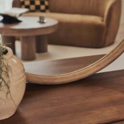 Amora - Large Warm Wood Round Wall Mirror 100cm x 100cm - thumbnail 2