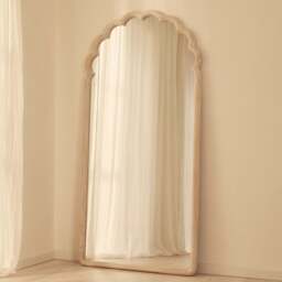 Safi - Full Length Large Arched White Washed Wood Mirror 190cm x 90cm - thumbnail 3