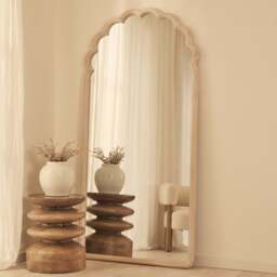 Safi - Full Length Large Arched White Washed Wood Mirror 190cm x 90cm - thumbnail 2