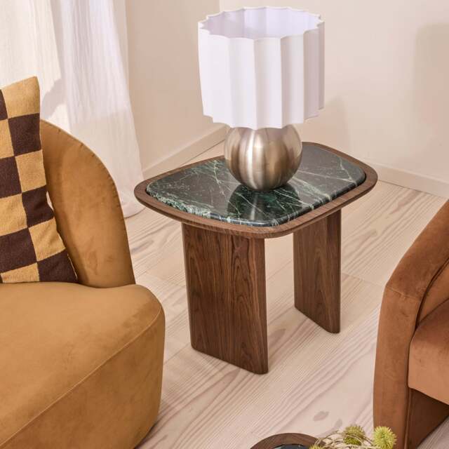 Belmont - Green Marble Irregular Dark Wood Side Table - image 1