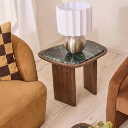 Belmont - Green Marble Irregular Dark Wood Side Table