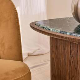 Belmont - Green Marble Irregular Dark Wood Side Table - thumbnail 5