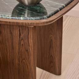 Belmont - Green Marble Irregular Dark Wood Side Table - thumbnail 4