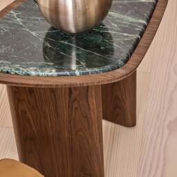 Belmont - Green Marble Irregular Dark Wood Side Table - thumbnail 2