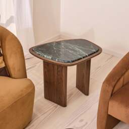 Belmont - Green Marble Irregular Dark Wood Side Table - thumbnail 3