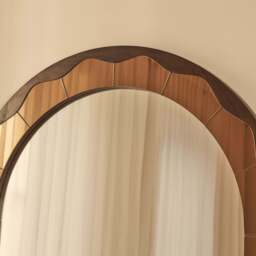 Mirella - Dark Wood Arched Wooden Overmantle Mirror 120cm x 100cm - thumbnail 5