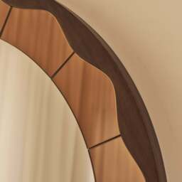 Mirella - Dark Wood Arched Wooden Overmantle Mirror 120cm x 100cm - thumbnail 4