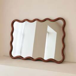 Marea - Dark Wood Wavy Retro Wall Mirror 100cm x 70cm - thumbnail 6
