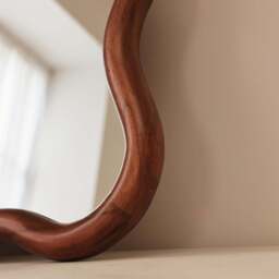 Marea - Dark Wood Wavy Retro Wall Mirror 100cm x 70cm - thumbnail 4