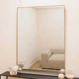 Theo - Gold Rectangular Metal Large Wall Mirror 120cm x 90cm - thumbnail 1