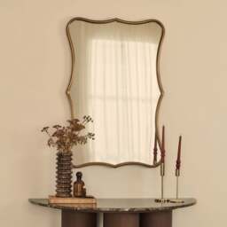 Elise - Gold Art Deco Metal Overmantle Mirror 90cm x 60cm - thumbnail 1