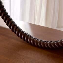 Cordelia - Dark Wood Rope Twist Round Wall Mirror 80cm x 80cm - thumbnail 4
