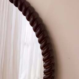 Cordelia - Dark Wood Rope Twist Round Wall Mirror 80cm x 80cm - thumbnail 2
