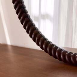 Cordelia - Dark Wood Rope Twist Round Wall Mirror 80cm x 80cm - thumbnail 6
