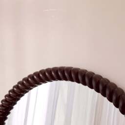 Cordelia - Dark Wood Rope Twist Round Wall Mirror 80cm x 80cm - thumbnail 5