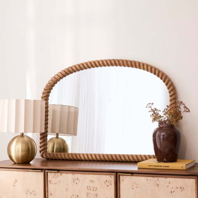 Cordelia - Warm Wood Rope Twist Rectangular Wall Mirror 100cm x 70cm - image 1