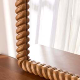 Cordelia - Warm Wood Rope Twist Rectangular Wall Mirror 100cm x 70cm - thumbnail 5