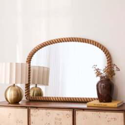 Cordelia - Warm Wood Rope Twist Rectangular Wall Mirror 100cm x 70cm - thumbnail 1