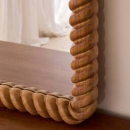 Cordelia - Warm Wood Rope Twist Rectangular Wall Mirror 100cm x 70cm - thumbnail 2