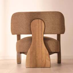 Ferne - Fabric Accent Chair Brown & Warm Wood - thumbnail 3