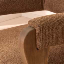 Ferne - Fabric Accent Chair Brown & Warm Wood - thumbnail 2