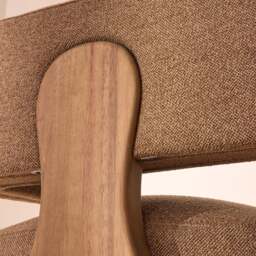 Ferne - Fabric Accent Chair Brown & Warm Wood - thumbnail 5