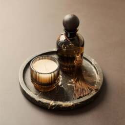 Travara - Dark Emperador Marble Round Decorative Tray - thumbnail 1