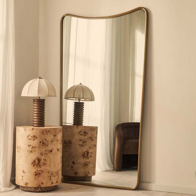 Louis - Gold Full Length Curved Metal Mirror 180cm x 100cm - image 1