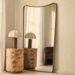 Louis - Gold Full Length Curved Metal Mirror 180cm x 100cm - thumbnail 1