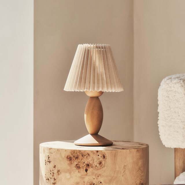 Elba - Warm Wood Pleated Shade Table Lamp - image 1