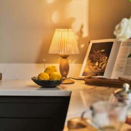 Elba - Warm Wood Pleated Shade Table Lamp - thumbnail 2