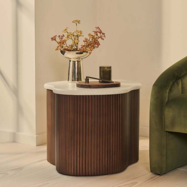 Cove - Dark Wood Ribbed Irregular Side Table - image 1