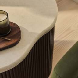 Cove - Dark Wood Ribbed Irregular Side Table - thumbnail 3