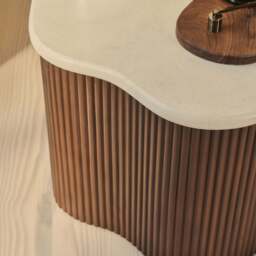 Cove - Dark Wood Ribbed Irregular Side Table - thumbnail 2