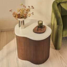 Cove - Dark Wood Ribbed Irregular Side Table - thumbnail 6