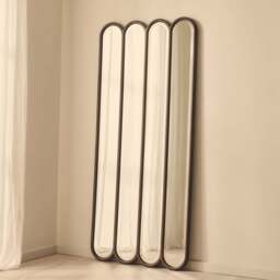 Reims - Dark Wood Full Length Arched Panel Wooden Mirror 180cm x 80cm - thumbnail 3