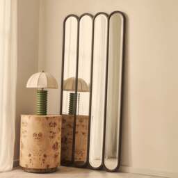 Reims - Dark Wood Full Length Arched Panel Wooden Mirror 180cm x 80cm - thumbnail 1