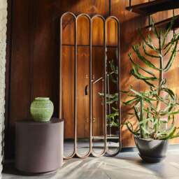 Reims - Dark Wood Full Length Arched Panel Wooden Mirror 180cm x 80cm - thumbnail 2