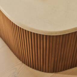 Cove - Warm Wood Ribbed Irregular Coffee Table - thumbnail 3