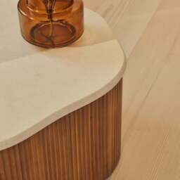 Cove - Warm Wood Ribbed Irregular Coffee Table - thumbnail 5